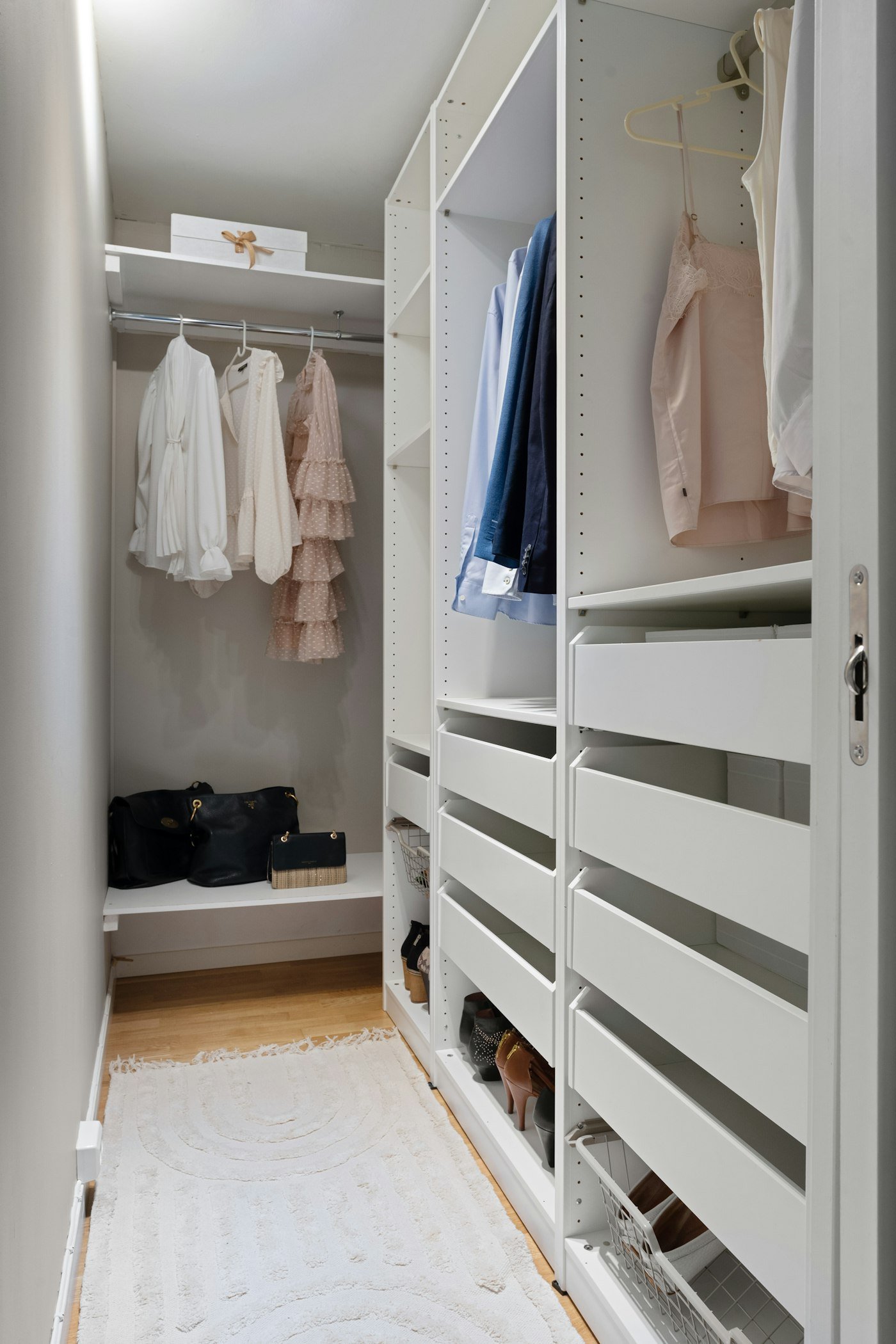 Custom walk-in closet storage